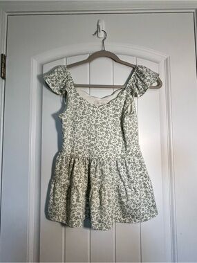 Monteau Light Sage Floral Tiered Tank with Ruffle Straps